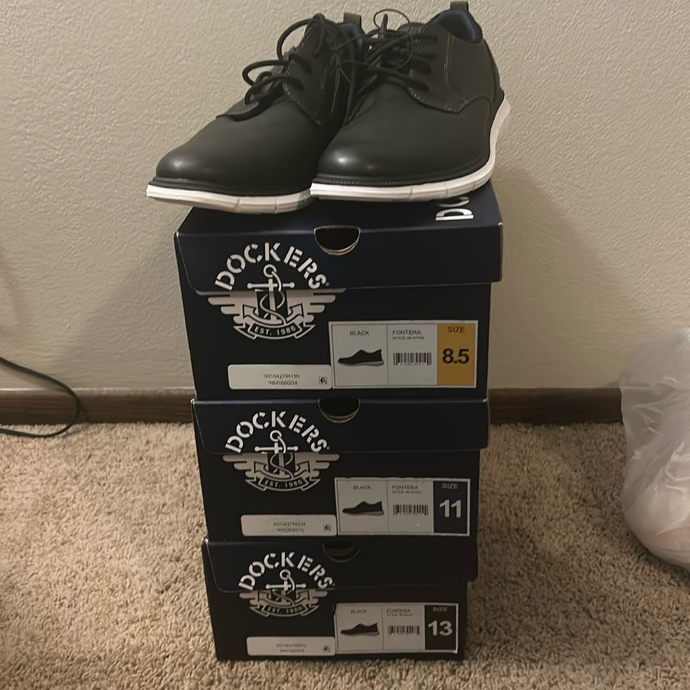 Three Pair of Men Docker’s Fontera - Black with white soles. Great causal shoes